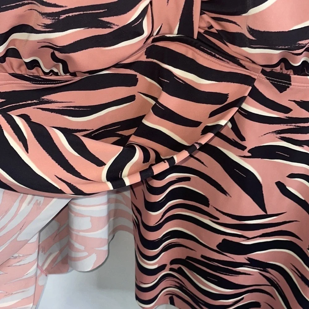 Evrl black, pink and cream tankini top